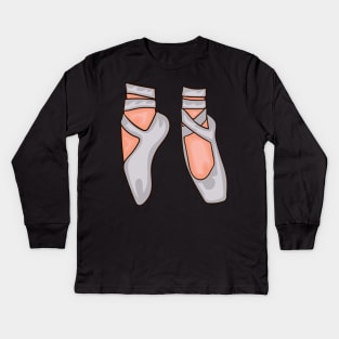 Silver Ballet Shoes Kids Long Sleeve T-Shirt